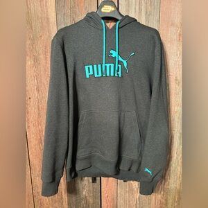 Puma Warm Cell Graphic Pull Over NWOT Mens Large Hoody Aqua and Gray